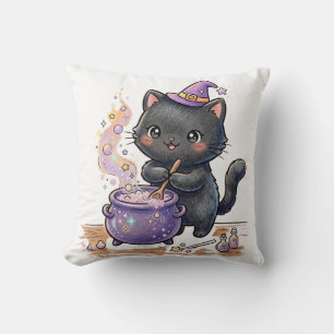 Cojín Decorativo Bruja Linda Cerveza de Gato Negro Poción Mágica Ha