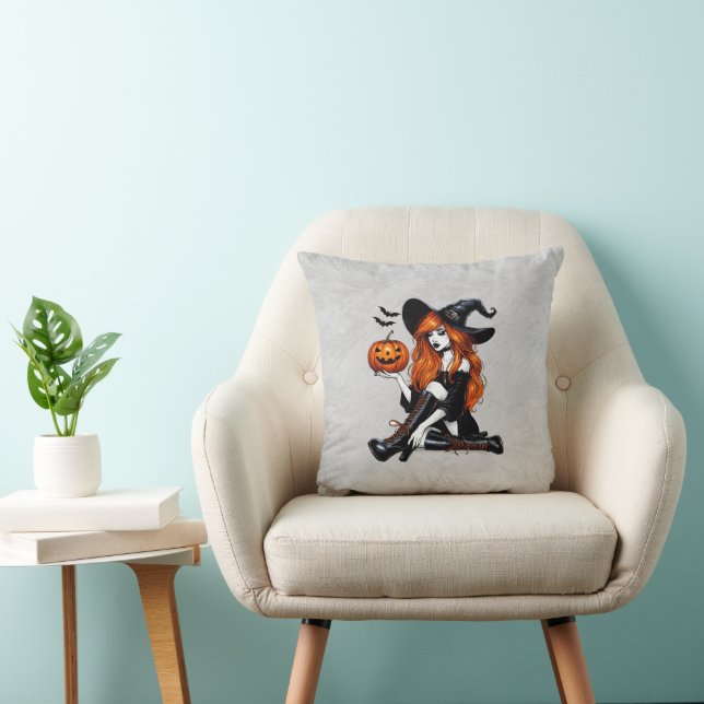 Cojín Decorativo Bruja Pin Up Naranja (Silla)