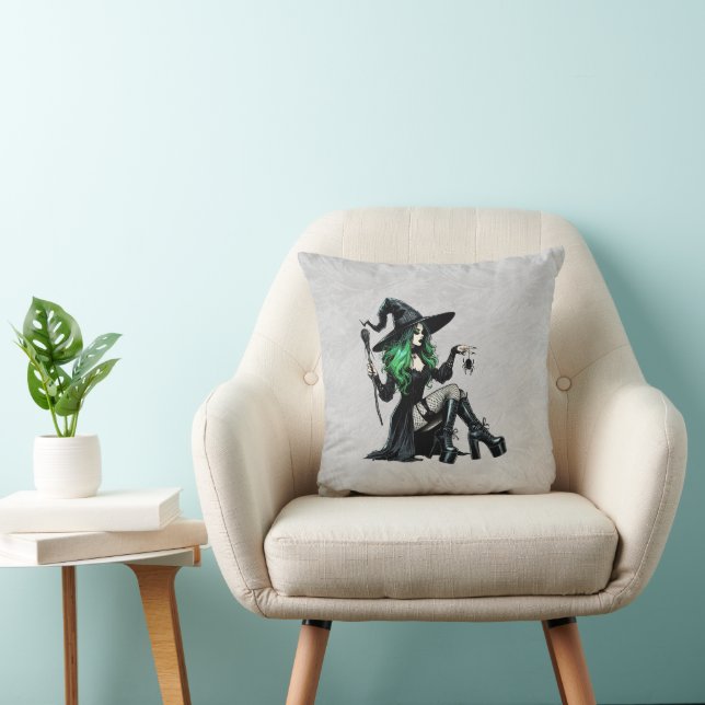 Cojín Decorativo Bruja Pin Up Verde (Silla)