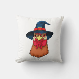 Cojín Decorativo Bruja Pollo Divertido Halloween Terror Espeluznant
