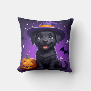 Cojín Decorativo Bruja sombrero cachorro lindo Halloween 🐶