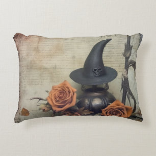 Cojín Decorativo Bruja victoriana vintage Calabaza Rosas