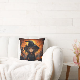 Cojín Decorativo Bruja y gato reversibles de Halloween 