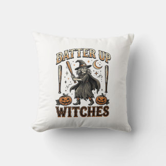 Cojín Decorativo Brujas al bate Diseño de béisbol vintage de Hallow