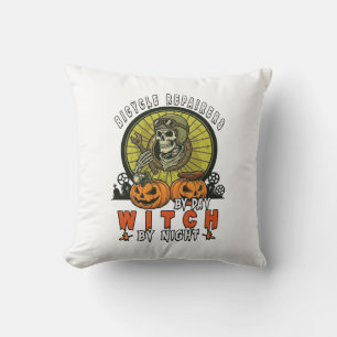 Cojín Decorativo Brujas Calaveras Llave Bicicletas Calabazas Salón