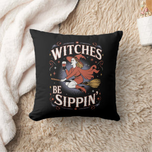 Cojín Decorativo Brujas Están Bebiendo Halloween Vacaciones Espeluz