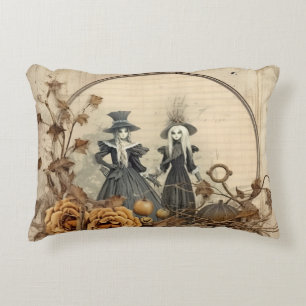 Cojín Decorativo Brujas góticas vintage pergamino de otoño