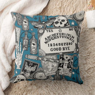 Cojín Decorativo brujería azul pavo real