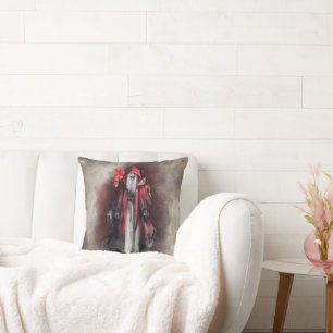 Cojín Decorativo Brujería   Bruja roja con sombras góticas de mal o