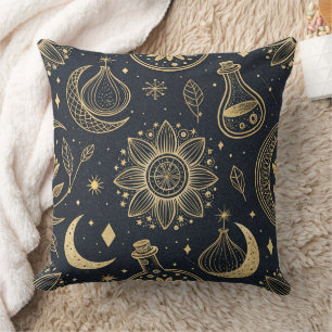 Cojín Decorativo Brujería Celestial Mística - Botánica Dorada