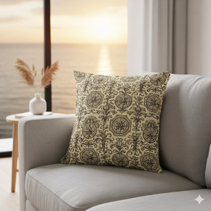 Cojín Decorativo brújula náutica vintage beige clásica ornamental