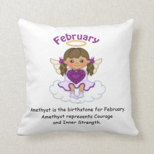 Cojín Decorativo Brunette del ángel de febrero Birthstone