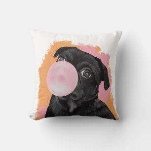 Cojín Decorativo Bubblegs rosado retro Black Pug