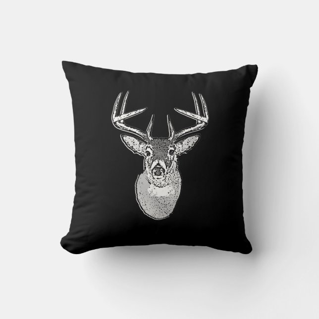 Cojín Decorativo Buck on Black White Tail Deer (Anverso)