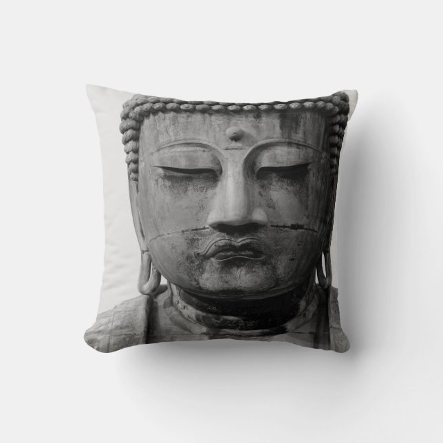 Cojín Decorativo Buda blanco y negro con grises (Anverso)