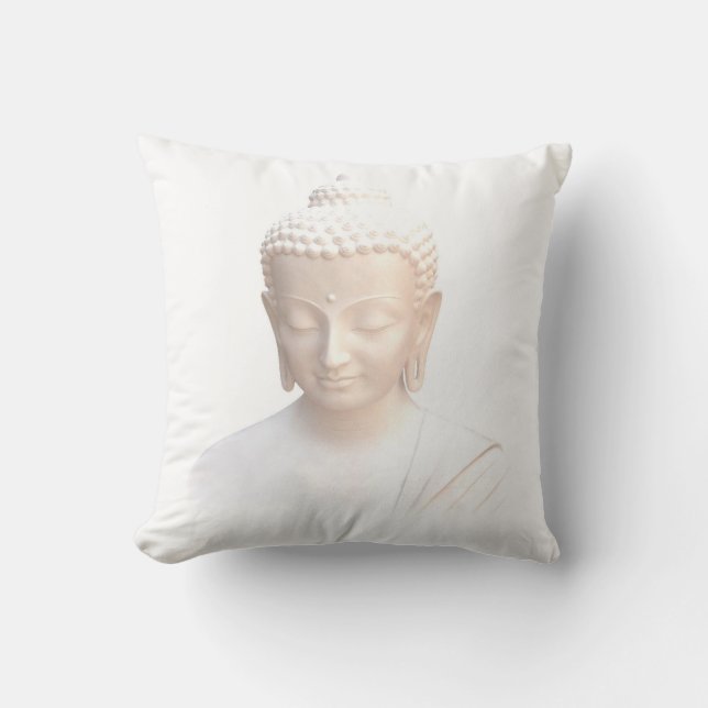 Cojín Decorativo Buda en blanco | Serene Meditativo Y Tranquilo (Anverso)