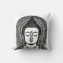 Cojín Decorativo Buda Face Black and White Zen