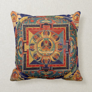 Cojín Decorativo Buda Mandala Antigüedad tibetana Thanka