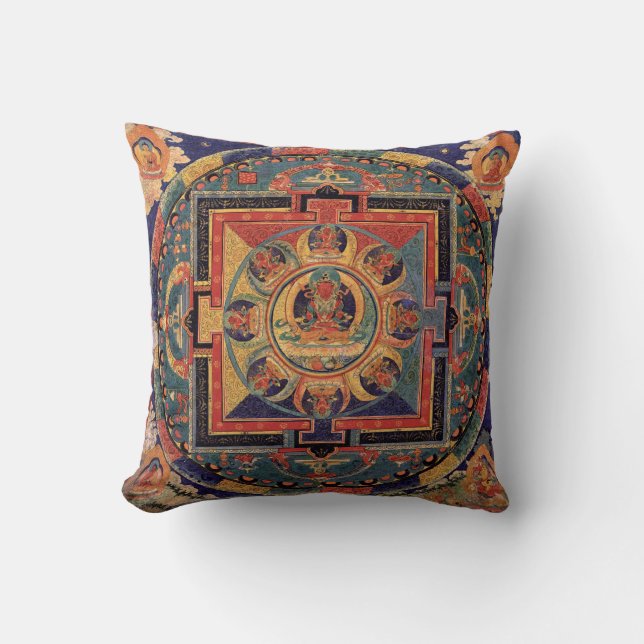 Cojín Decorativo Buda Mandala Antigüedad tibetana Thanka Cushion (Anverso)