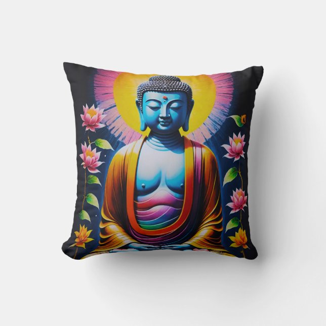 Cojín Decorativo Buda - Mindfulness Floreciendo (Anverso)