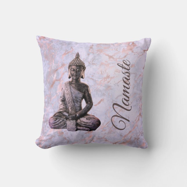 Cojín Decorativo Buddha Namaste Pink Lavender Marble (Anverso)