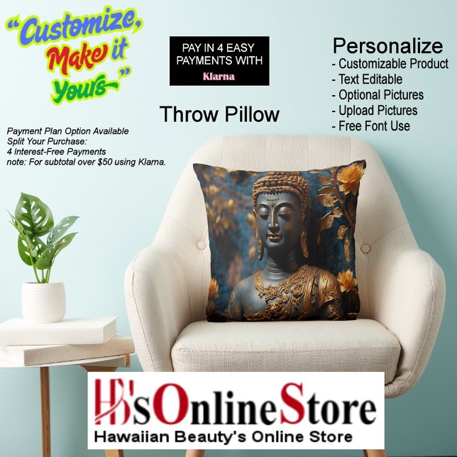 Cojín decorativo Buddha Polyester (Buddha Square Polyester Throw Pillow.)