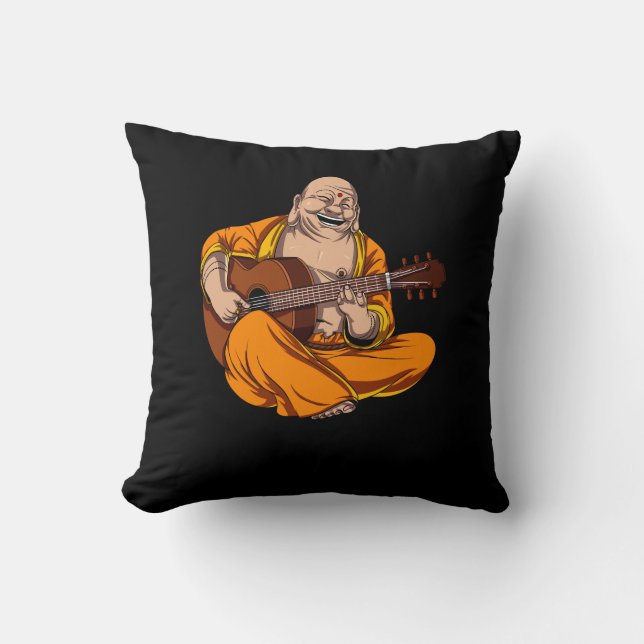 Cojín Decorativo Buddha Tocando Guitarra Zen Yoga Meditación (Anverso)