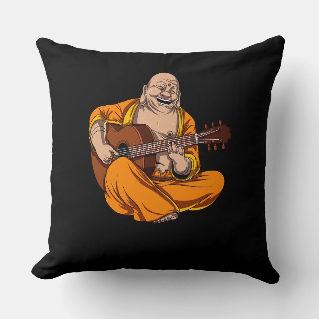 Cojín Decorativo Buddha Tocando Guitarra Zen Yoga Meditación (Anverso)