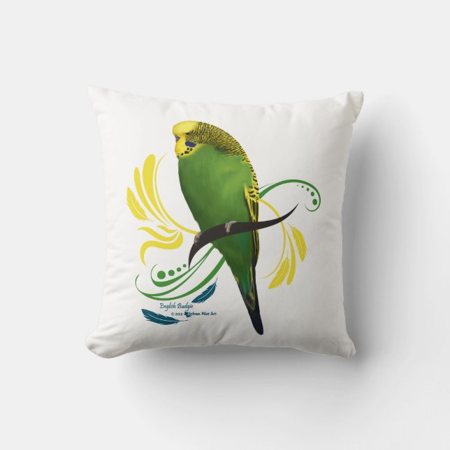 Cojín Decorativo Budgie inglesa verde (Anverso)