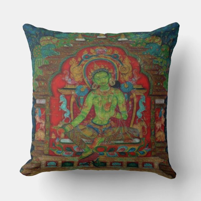 Cojín Decorativo Budismo tibetano Tara Verde (Anverso)