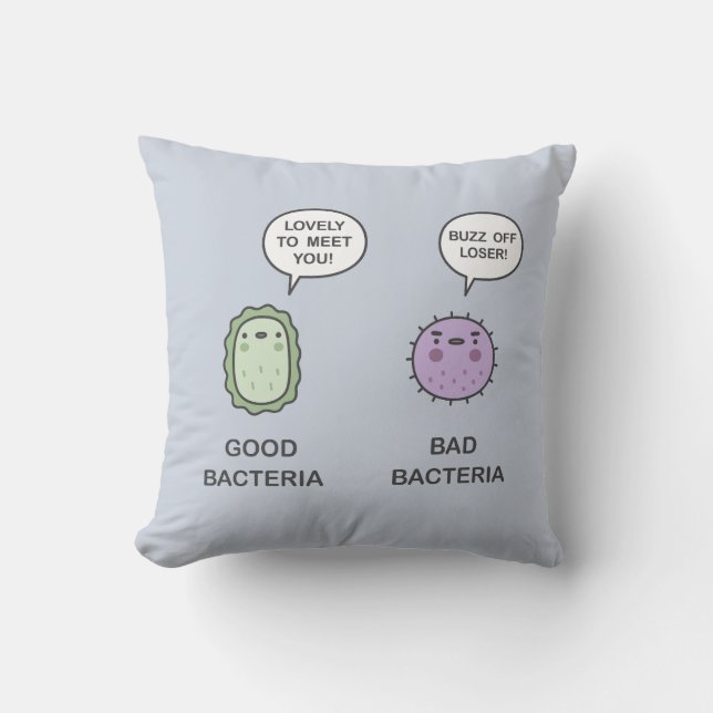 Cojín Decorativo Buenas bacterias, malas bacterias (Anverso)