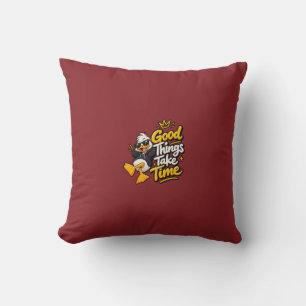 Cojín Decorativo Buenas Cosas Toman Tiempo Camiseta Divertida Pato 