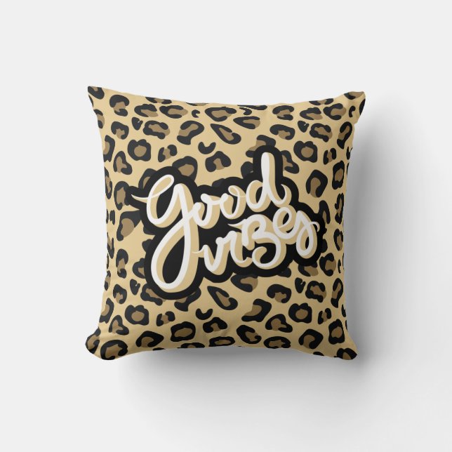 Cojín Decorativo Buenas Vibes Cita Animales Cheetah (Anverso)