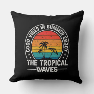 Cojín Decorativo Buenas Vibraciones Verano Olas Tropicales