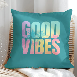 Cojín Decorativo "Buenas Vibraciones" vibrante cita tropical