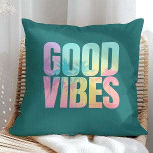 Cojín Decorativo "Buenas Vibraciones" vibrante cita tropical