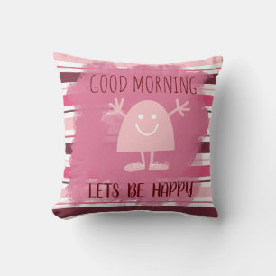 Cojín Decorativo Buenos Días Felices Tiras Rosa