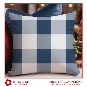 Cojín Decorativo Bufalo Azul Navideño a Cuadros