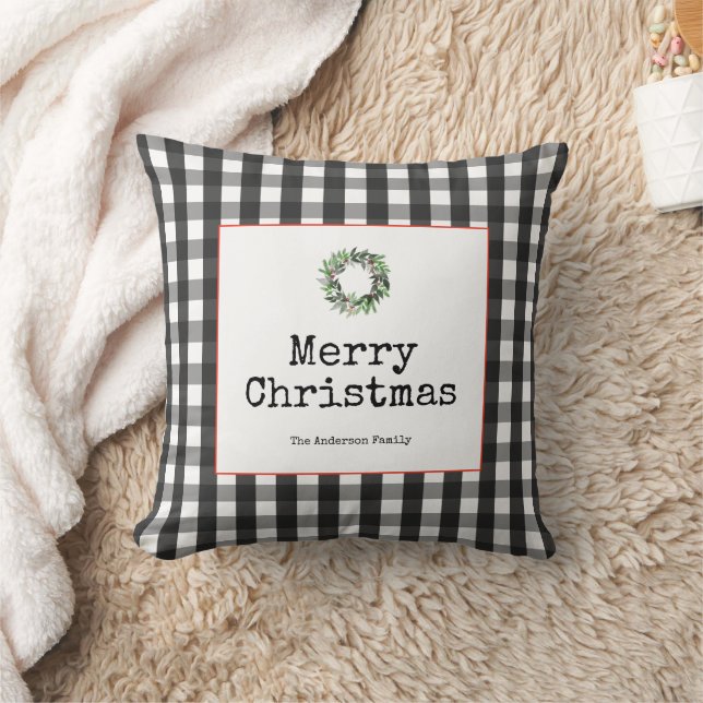 Cojín Decorativo Búfalo moderno chequeo Feliz Navidad (Manta)