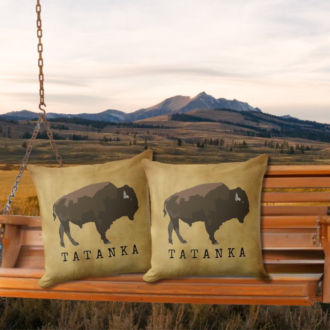 Cojín Decorativo Búfalo nativo americano | Bison | Dibujo de Tatank (Subido por el creador)