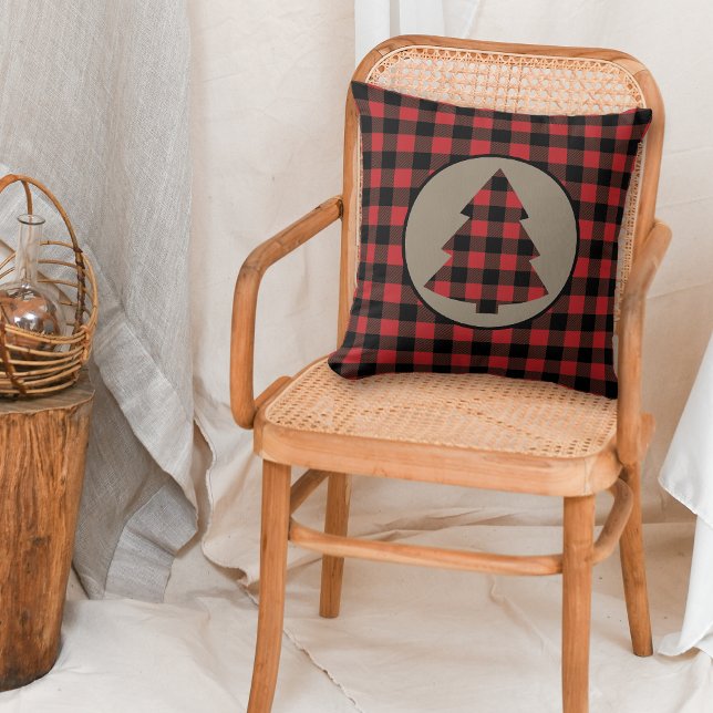 Cojín Decorativo Búfalo negro rojo plantado árbol de Navidad (Subido por el creador)
