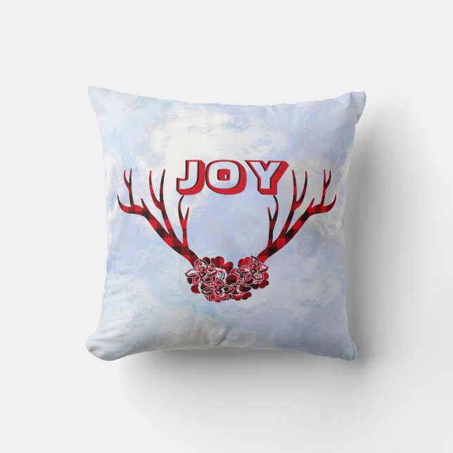 Cojín decorativo Búfalo Plaid Horns (Anverso)