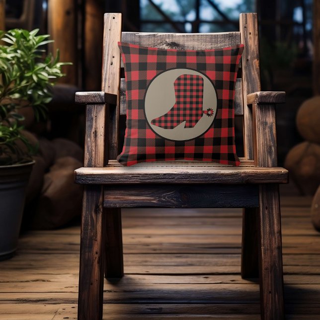 Cojín Decorativo Búfalo Rojo Tapado Bote Cowboy (Subido por el creador)