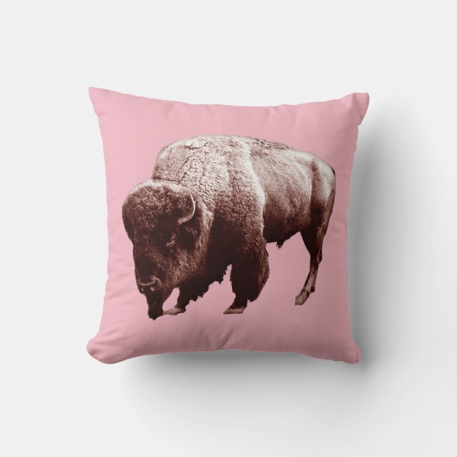 Cojín Decorativo Búfalo rosado (Anverso)