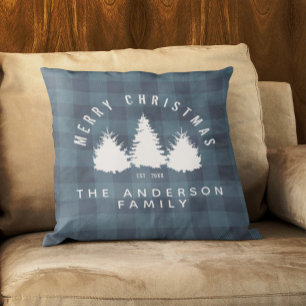 Cojín Decorativo Búfalo ruso colocado Feliz Navidad nombre de famil