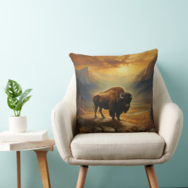 Cojín Decorativo Buffalo Bison Sunset Silhouette