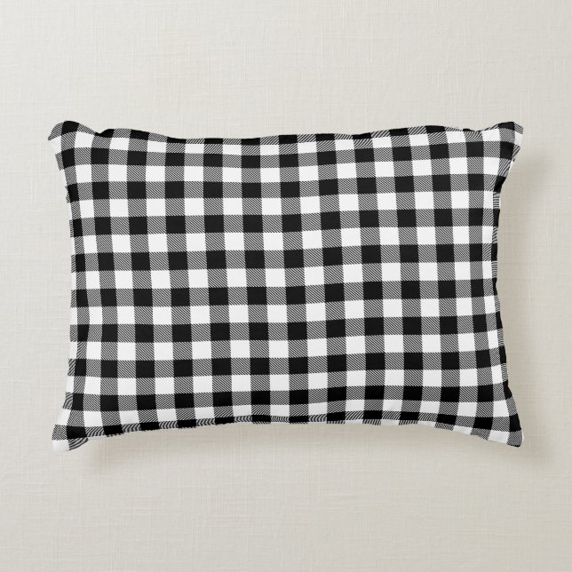 Cojín Decorativo Buffalo Gingham Black And White Check Planteado   (Anverso)