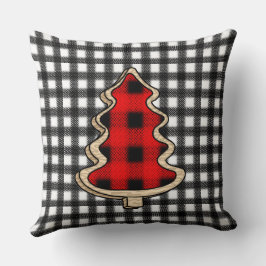 Cojín Decorativo Buffalo Plaid, Red Gingham Christmas Trees
