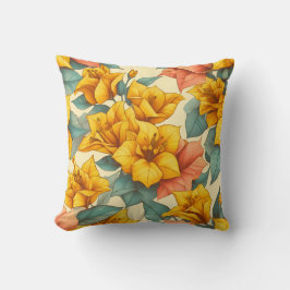 Cojín Decorativo buganvillas naranja amarillo