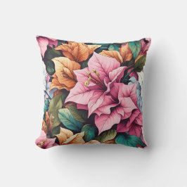 Cojín Decorativo buganvillas, púrpura y hoja verde